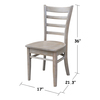 International Concepts Set of 2 Emily Side Chairs, Washed Gray Taupe C09-617P